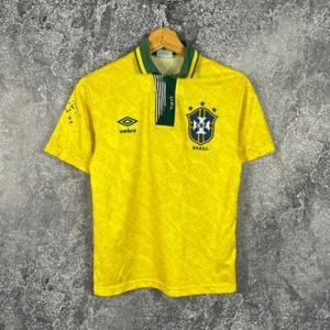 Umbro Brazil 1992/93 Home Vintage Soccer Jersey T-Shirt Polo Yellow Kids 140cm - Picture 1 of 17