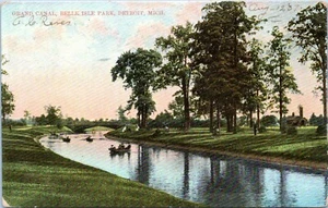 Detroit Michigan Postcard Grand Canal Belle Isle Park 1907 OL - Picture 1 of 2