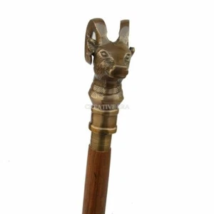 Vintage Wooden Walking Antique Walking Cane Stick Brass Goat Handle Stick Gift - Picture 1 of 8