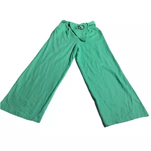 House Of Harlow 1960 Linen High Waist Wide Leg Pants Size M Belted Mint Green - Picture 1 of 12