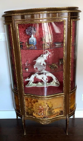 Vintage French Style serpentine fronted display cabinet Cover