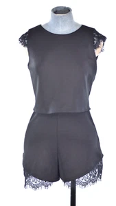 Party Playsuit Black Romper Lace Trim Sleeveless Teen ASOS Size UK 4 BNWT - Picture 1 of 8