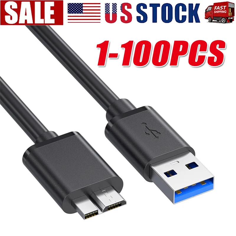 LOTE de cables micro USB 3.0 de alta velocidad sincronización de datos para disco duro externo Foto 1 de 4