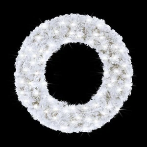 3' White Sequoia Wreath with Pre-Lit Pure White LED Lights - Picture 1 of 1