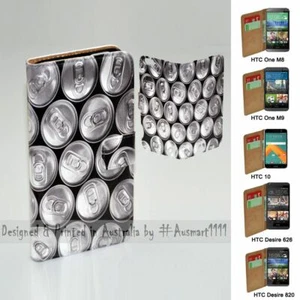 For HTC Series - Drink Cans Theme Print Wallet Mobile Phone Case Cover - Picture 1 of 3
