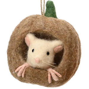 Adorno de calabaza interior ratón blanco - decoración grande de vacaciones otoño otoño - Imagen 1 de 3
