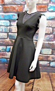 NEXT BLACK FRILL SLEEVE SKATER DRESS Sizes 10,12,14,16,20 - Picture 1 of 8