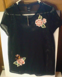 Disney Box Lunch Mulan Mushu embroidered Mesh top womens size L - Picture 1 of 8