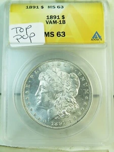 1891 Morgan dollar ANACS MS63 *VAM 1B denticle impressions* EP - Picture 1 of 3