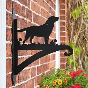 Steel Labrador Iron Hanging Basket Bracket in Black - Picture 1 of 3
