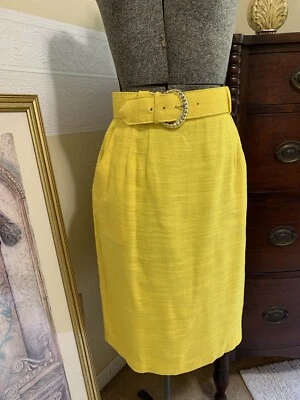 Falda 2000 amarillo brillante mezcla de lino con cinturón hasta la rodilla de Worthington talla 14 Foto 1 de 4