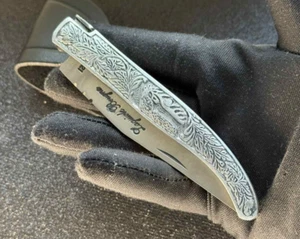 Vintage Laquiole Pocket Knife Blade Metal Handle Sheath Leather Men's Rare Old - Afbeelding 1 van 24