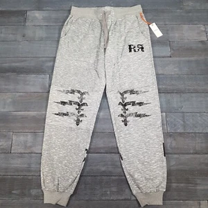 ROCK REVIVAL Jogger Sweatpants Mens LARGE Grey Fleur De Lis Graphic Pants - Picture 1 of 7