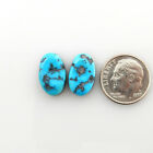 Natural Blue Kingman Turquoise Matched Pair Cabs Cabochons Gemstones k214