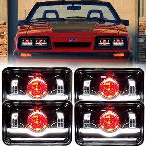 4 PIEZAS 4X6" LED Faros Lámpara de haz alto+bajo para Ford Mustang 1979-1986 Probe LTD - Imagen 1 de 15