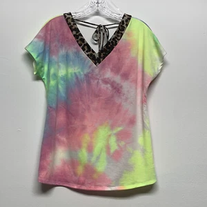 NEW Tee for the Soul Size Small Tie Dye Animal Print BOHO Tee Top Shirt NWT - Picture 1 of 12
