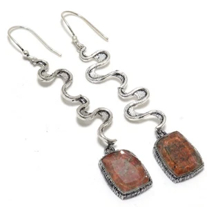 Pendientes enchapados en plata con piedras preciosas de cuarzo cereza joyería 3" - Imagen 1 de 1