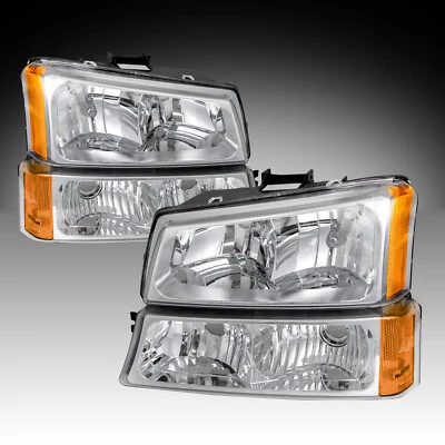 Faros delanteros 4 piezas para Chevy Silverado Avalanche 2003-2006 03-06 Foto 1 de 4