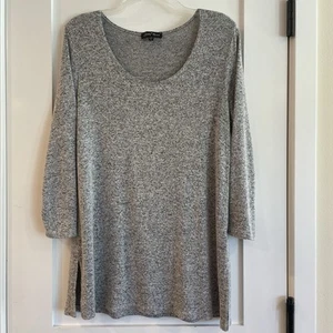 Slinky Brand Top Womens L Large Gray Tunic Stretch Long Sleeve Pullover Soft - Picture 1 of 9