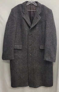 John Weitz Mens Overcoat Gray/White Pure Wool  46 Reg**See Pics For Flaws** - Picture 1 of 19