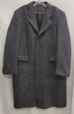John Weitz Mens Overcoat Gray/White Pure Wool  46 Reg**See Pics For Flaws** - Image 1 of 4
