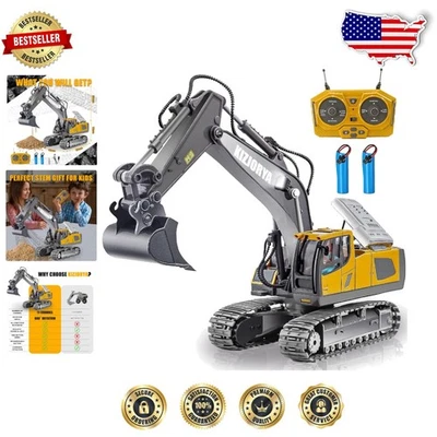 Excavadora Pro RC Escala 1:20 11 Canales Pala Metal Doble Batería Regalo Foto 1 de 4