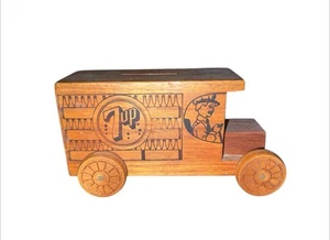 Vtg 1980 Toystalgia Rolling Wooden 7up Coin Bank Rolling Toy - Picture 1 of 5