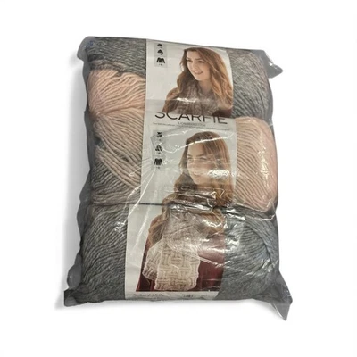 Lion Brand Scarfie Yarn Color Pink/Silver: Lot of 3: Wool Blend 312yds - #5 - Image 1 of 4