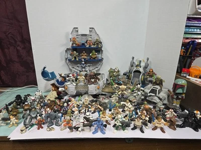 Star Wars Galatic Heros LFL Action Figures Millennium Falcon Skiff Slave Ships  - Image 1 of 4