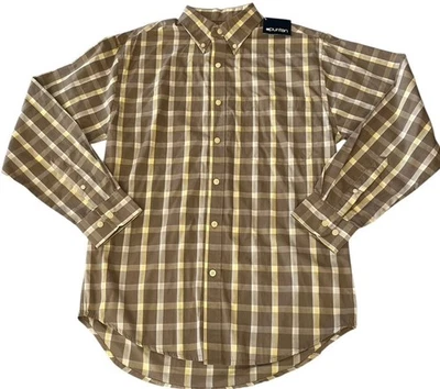 New Puritan Plaid Button Shirt M Brown Long Sleeve Wrinkle resistant  New W/Tags - Image 1 of 4
