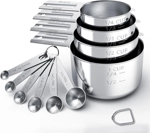 Edelstahl Messbecher & Löffel Set, Tassen und Löffel, Küchenhelfer - Bild 1 von 12