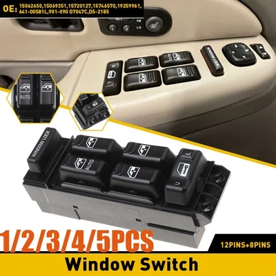Window Control Switch Front Driver Side For 2001-02 Chevy Silverado 157201271-5x - Image 1 of 4