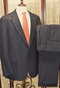 USA Ralph Lauren Polo 46 L grau breite Kreidestreifen 1 Schlitz Flanell Wollanzug g0j1 - Bild 1 von 20