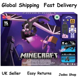 Minecraft Action Figures 15th Anniversary Ender Dragon with Steve and Enderman - Picture 1 of 12