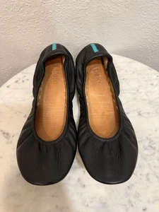 TIEKS by Gavrieli Matte Black Foldable Slip-On Leather Ballet Flats Size 8 - Picture 1 of 5
