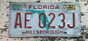80’s FL. Vintage 1987 Florida Hillsborough Automobile license Plate AE 023J - Picture 1 of 1