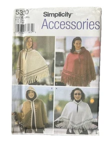 Misses Y2K Poncho Jacket Pattern S-M-L 5330 Vintage 2003 Fringes Hood Cape UC - Picture 1 of 2
