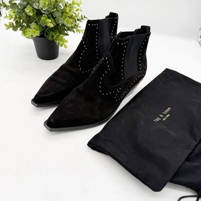 Botín Rag & Bone Westin de gamuza negra con tachuelas glamour occidental punta cuadrada Foto 1 de 4