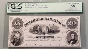 Obsolete Currency 20 Dollars Freehold Banking Co New Jersey PROOF PCGS 58 #96321 - Picture 1 of 2