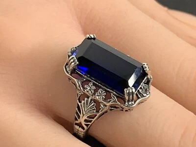 Ring Saphir synth.  925er Silber  Gr. 55 - Bild 1 von 4