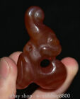 2.4" Antique Chinese Red Jade Carving Fengshui Dragon hook Amulet Pendant