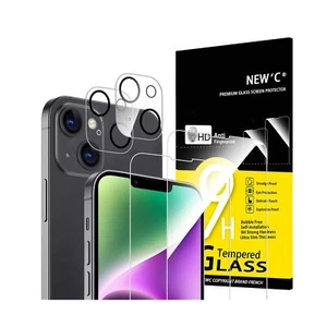 NEW'C [4 Pack, 2 x Glass Screen Protector for iPhone 14 (6,1") and 2 x Camera... - Picture 1 of 7