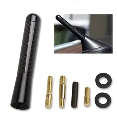 3" Car Carbon Fiber Screw Radio Short Antenna w/ screws Kit Accessories Set O - Image 1 of 4