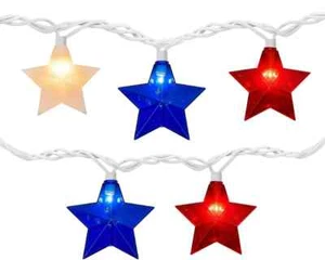 Red White and Blue Lights, 8.5Ft 4th of July Lights with 10 Star Lights, Star St - Picture 1 of 6