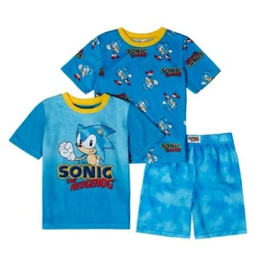 Boys Sonic the Hedgehog 3 PC Pajamas Set T Shirt Shorts Pant Video Game 5 6 7 S - Picture 1 of 3