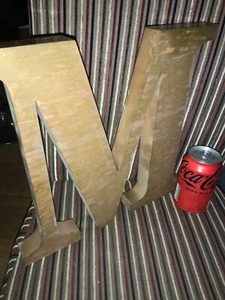 Large Brass shop display letters letter M more letters available 13” by 12” - Picture 1 of 3