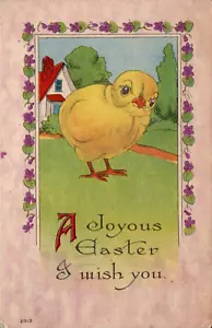 OSTKARTE 1915 Übertriebenes Küken, "Ein fröhliches Ostern wünsche ich dir" - Bild 1 von 2