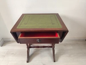 Beistelltisch mit Lederbezug klappbar alt Vintage - Bild 1 von 2
