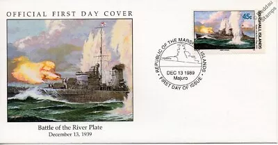 1939 HMNZS ACHILLES Cruiser (Battle of the River Plate) Warship WWII Stamp FDC - Image 1 of 3