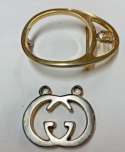 GUCCI VINTAGE BELT BUCKLE GG MONOGRAM PENDANT ITALY LUXURY ACCESSORY JEWELLERY - Imagen 1 de 5
